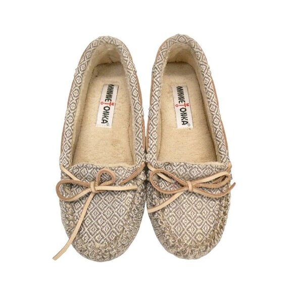 Minnetonka Brit Trapper Knit Slippers‎ Women 6 Moccassin Southwestern Boho - Picture 1 of 7